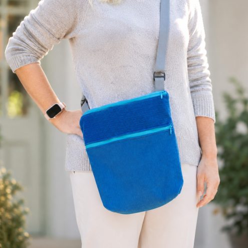 Dark blue corduroy cross the body bag