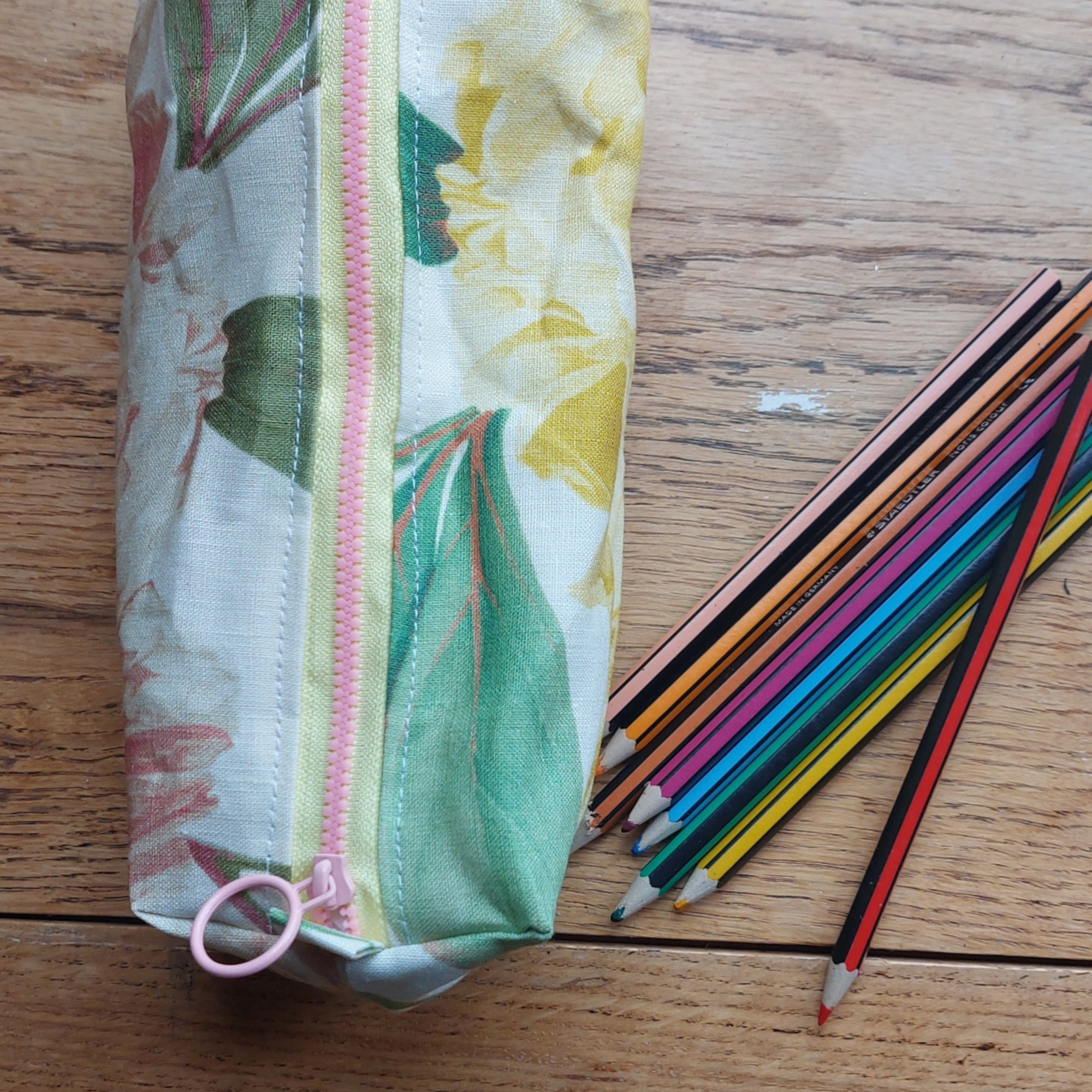 zip closed floral pencil case