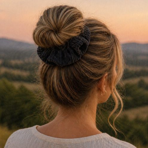 grey corduroy scrunchie