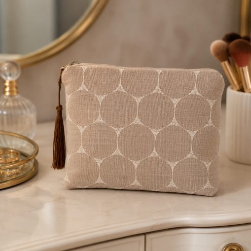 Brown geometric make up bag
