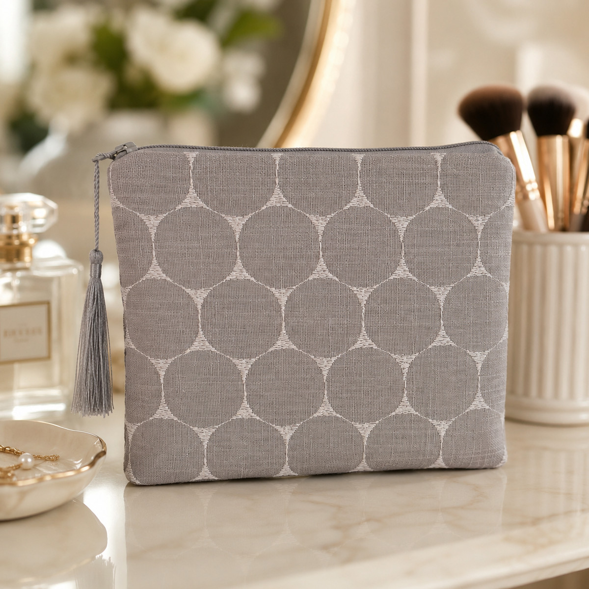 Grey make up bag