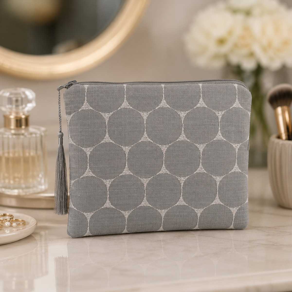 mid grey make up bag