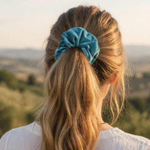 Turquoise hair scrunchie