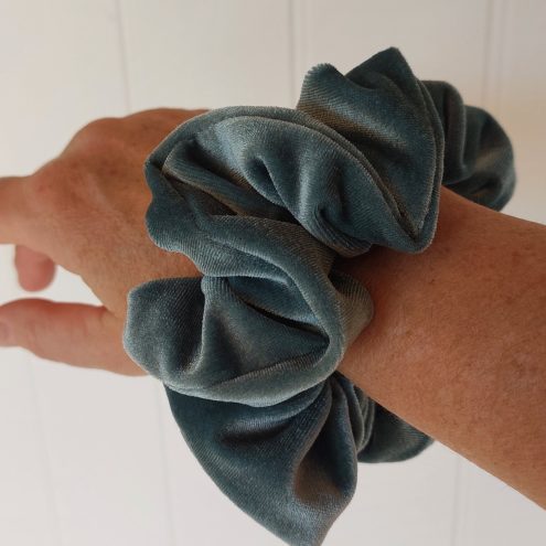 Dusky Blue Velvet Scrunchie