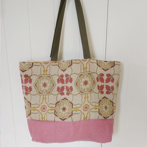 Pink print tote bag