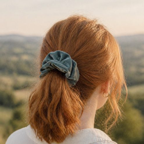 Dusky blue hair scrunchie