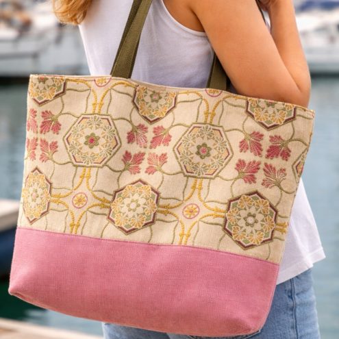 Pink geometric tote bag