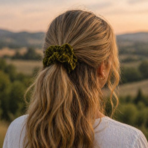 Green velvet scrunchie