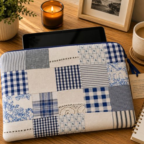 Blue patchwork tablet case